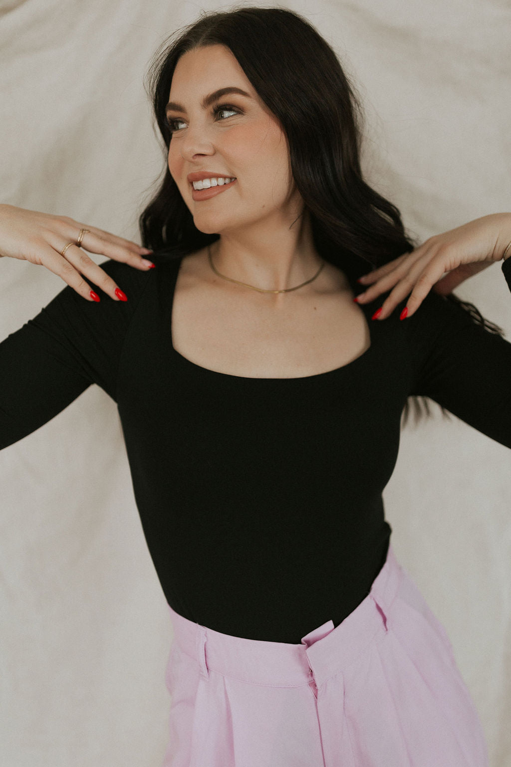 Just So Chic Long Sleeve Bodysuit - Black