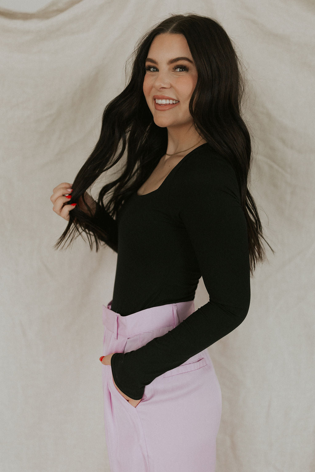 Just So Chic Long Sleeve Bodysuit - Black