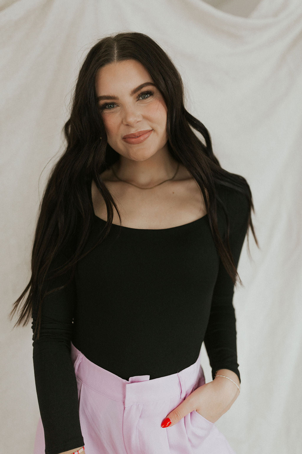 Just So Chic Long Sleeve Bodysuit - Black